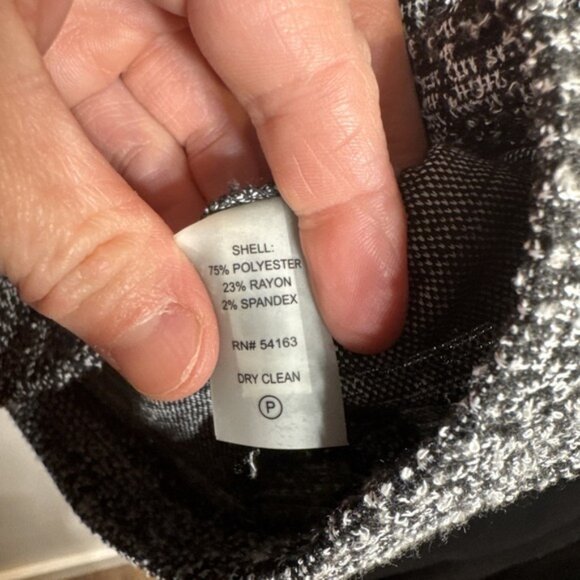 CALVIN KLEIN Gray 3/4 Bell Sleeve Houndstooth Dress Knee Length Women Size 2 - Picture 5 of 7